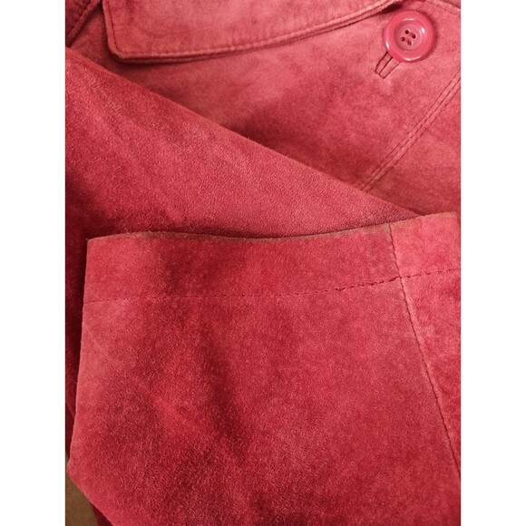 Jessica Holbrook Womens Red Suede Leather Jacket Western Pockets Size Medium - Picture 12 of 14